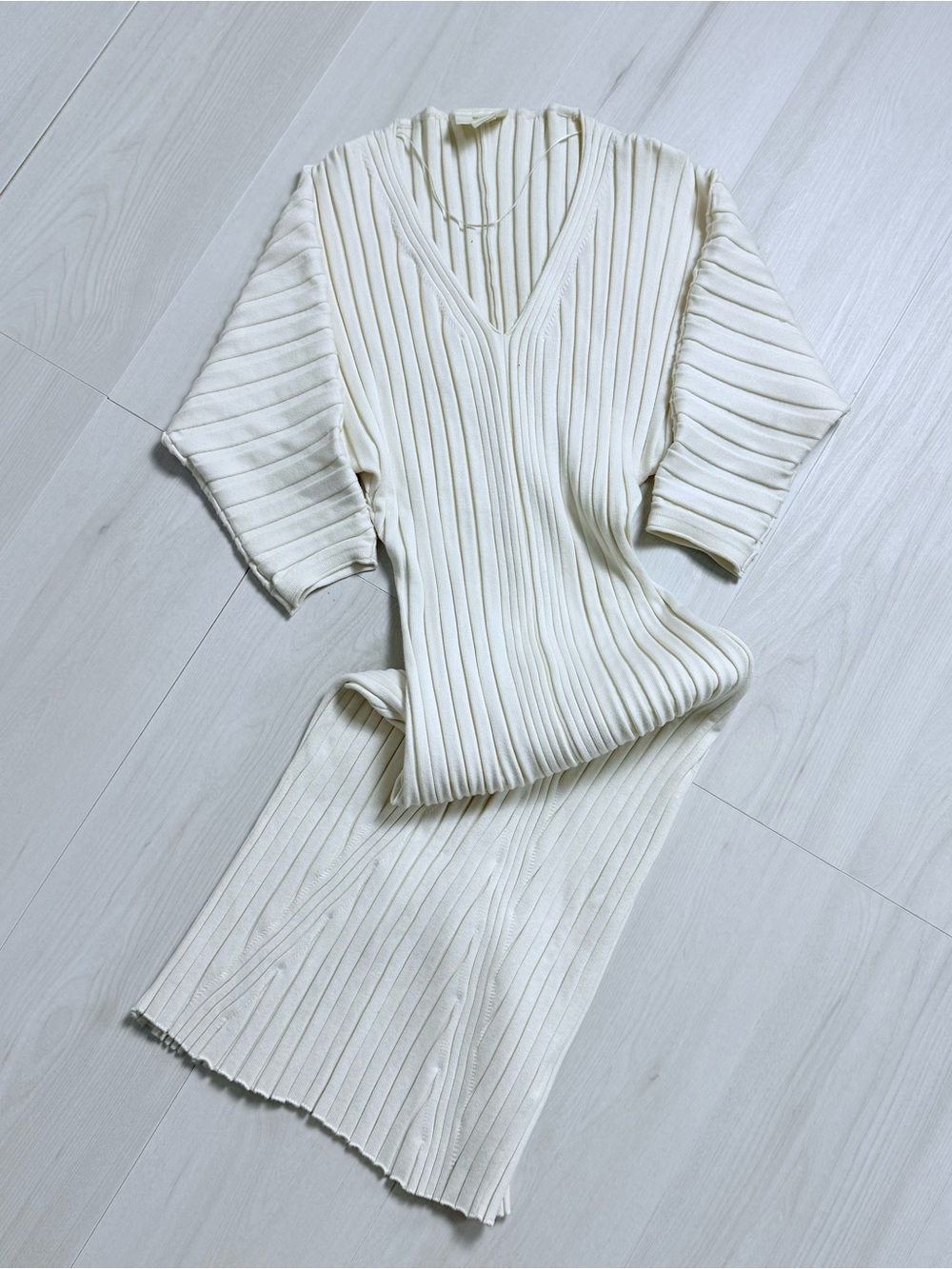 Anthropologie Maeve Maris Midi Sweater Ribbed Cream dress